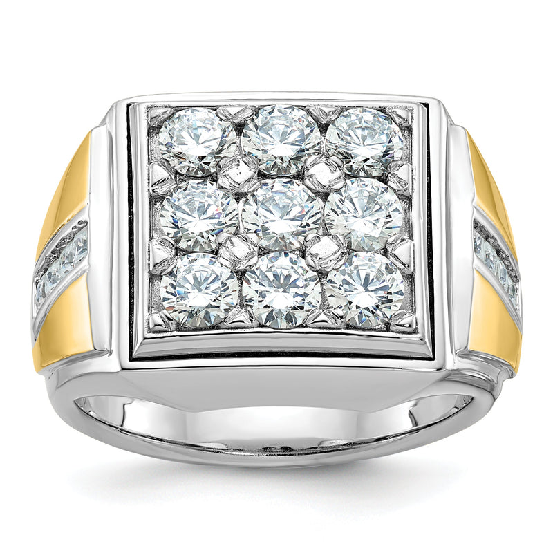 14K Bicolor-Gold Herren-Ring mit 2,3K Diamanten, komplett