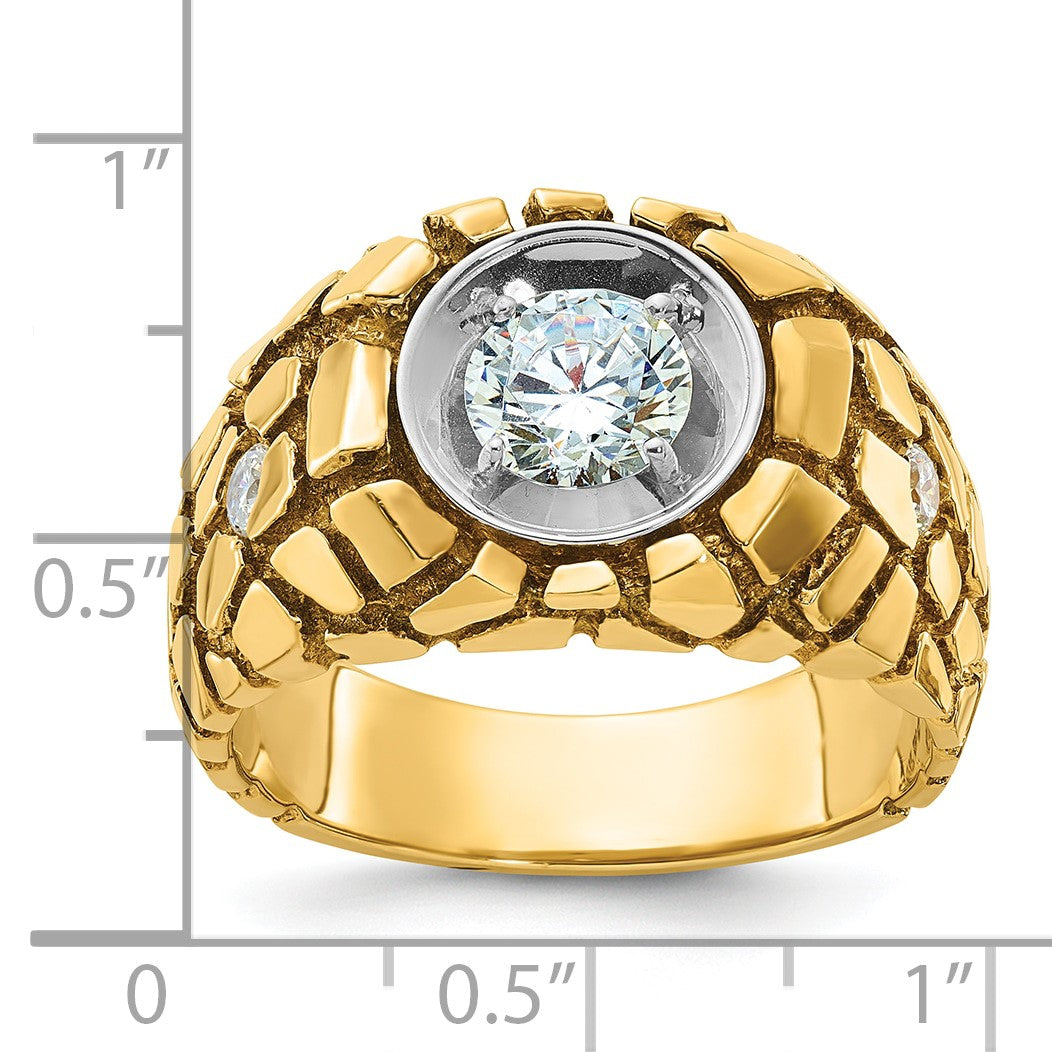 10K Bicolor 10K Ibgoodman Nugget Solitär Diamant Herren Ring
