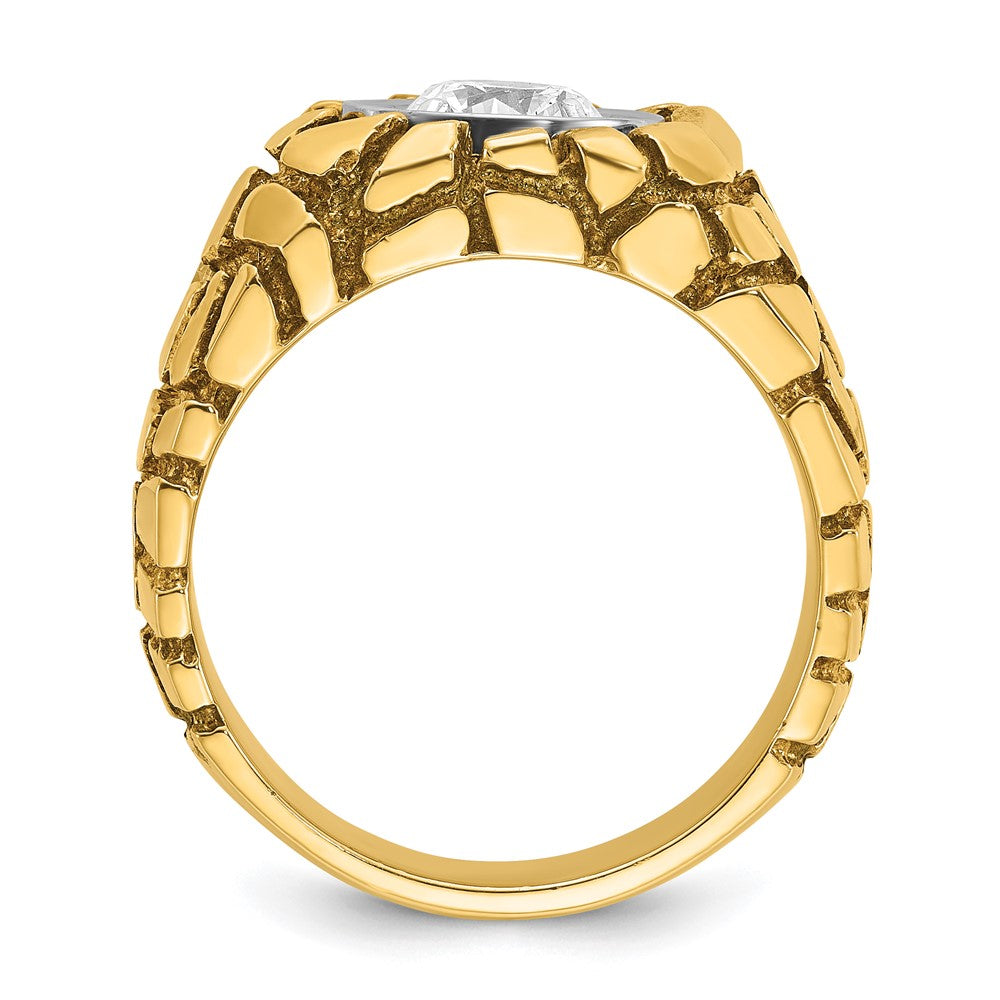 14K Bicolor Herren-Nugget-Ring mit 1 ct. Labor-gezüchteten Diamanten, VS/SI+ G+