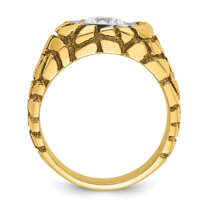 14K Bicolor Herren-Nugget-Ring mit 1 ct. Labor-gezüchteten Diamanten, VS/SI+ G+