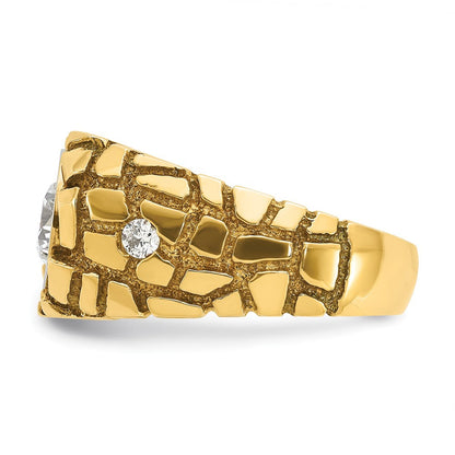 14K Bicolor Herren-Nugget-Ring mit 1 ct. Labor-gezüchteten Diamanten, VS/SI+ G+
