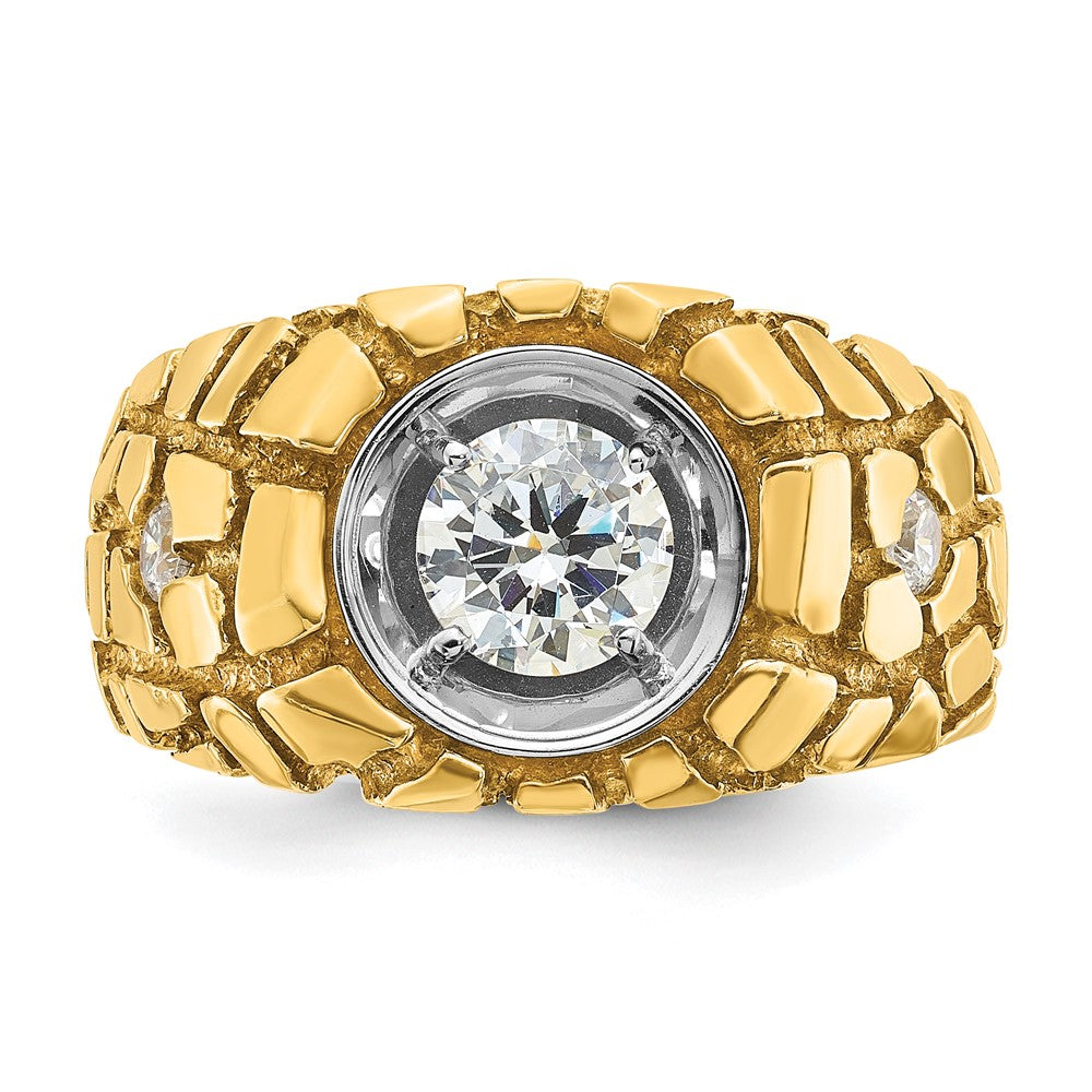 14K Bicolor Herren-Nugget-Ring mit 1 ct. Labor-gezüchteten Diamanten, VS/SI+ G+