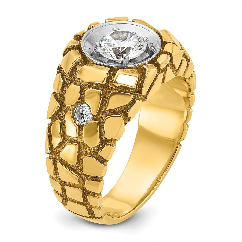 14K Bicolor Herren-Nugget-Ring mit 1 ct. Labor-gezüchteten Diamanten, VS/SI+ G+