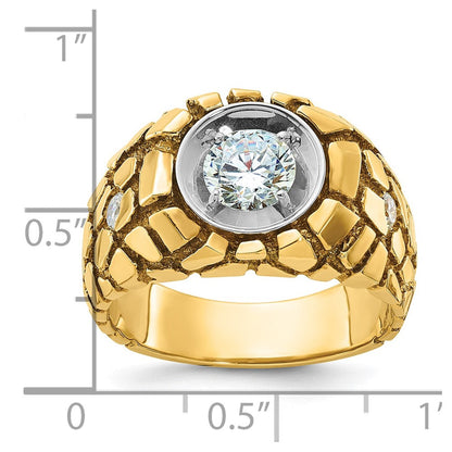 14K Bicolor Herren-Nugget-Ring mit 1 ct. Labor-gezüchteten Diamanten, VS/SI+ G+