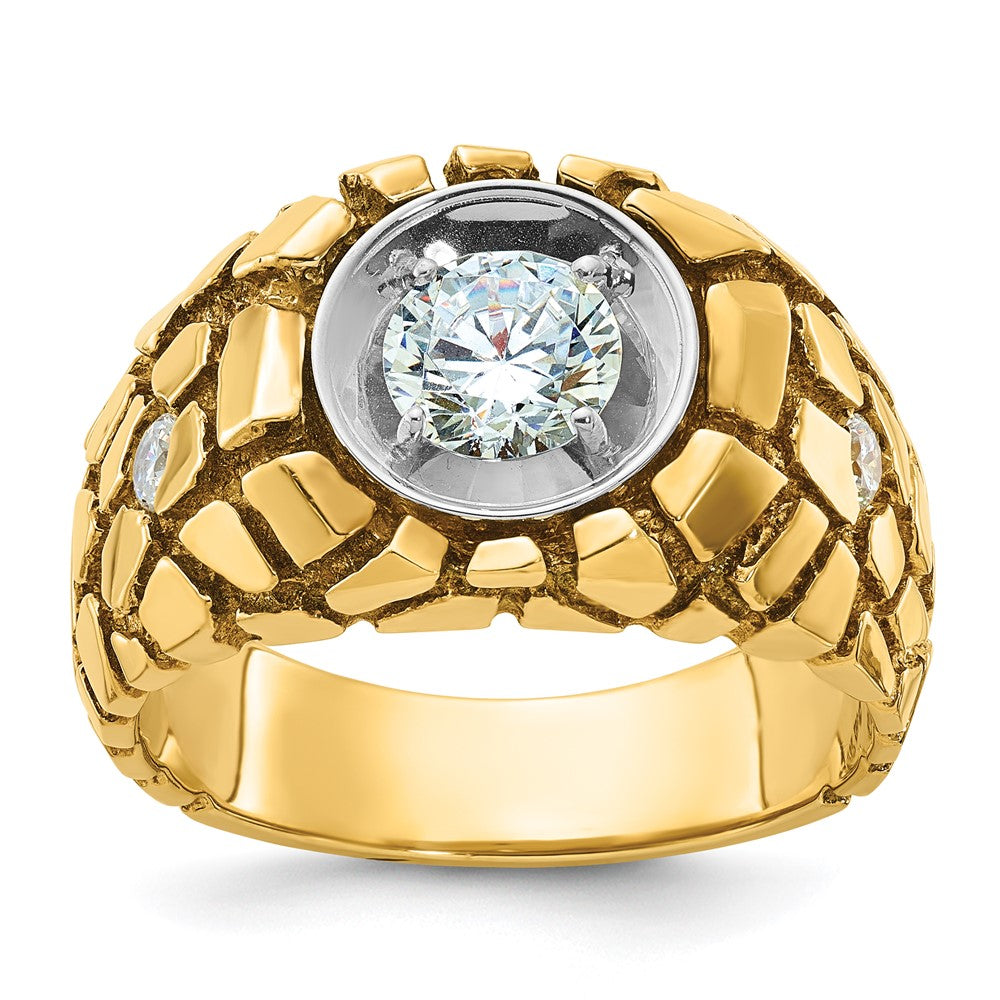 14K Bicolor Herren-Nugget-Ring mit 1 ct. Labor-gezüchteten Diamanten, VS/SI+ G+