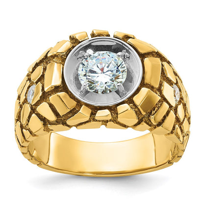 14K Bicolor Herren-Nugget-Ring mit 1 ct. Labor-gezüchteten Diamanten, VS/SI+ G+