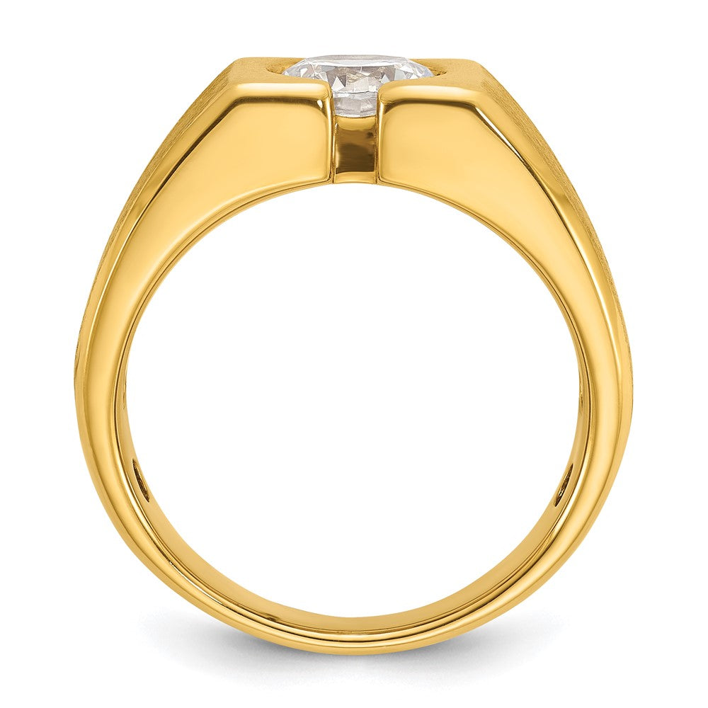 14K Gelbgold Herrenring mit 1 ct. im Labor gezüchtetem Diamant VS/SI+ G+, poliert und satiniert