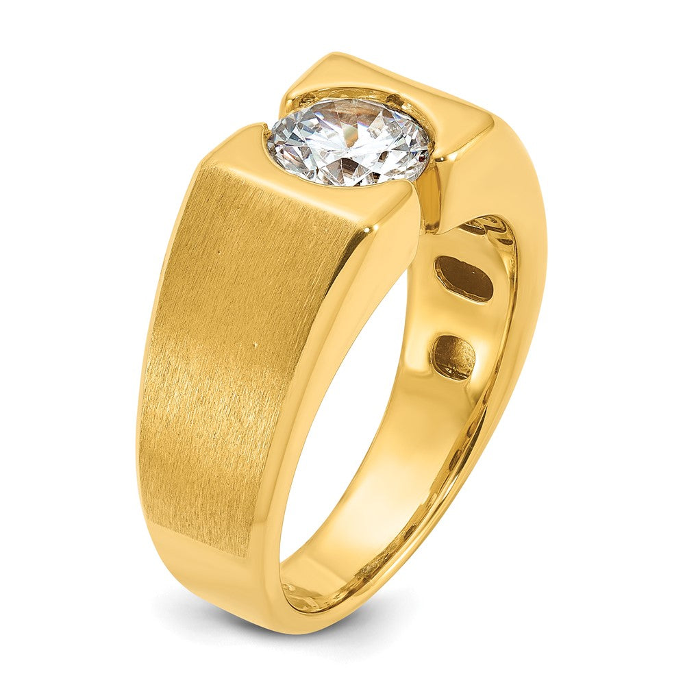 14K Gelbgold Herrenring mit 1 ct. im Labor gezüchtetem Diamant VS/SI+ G+, poliert und satiniert