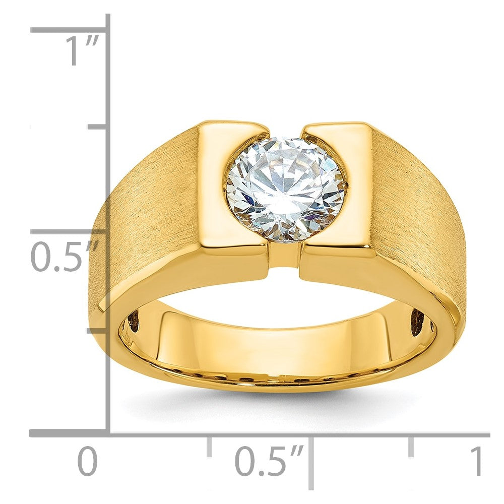 14K Gelbgold Herrenring mit 1 ct. im Labor gezüchtetem Diamant VS/SI+ G+, poliert und satiniert