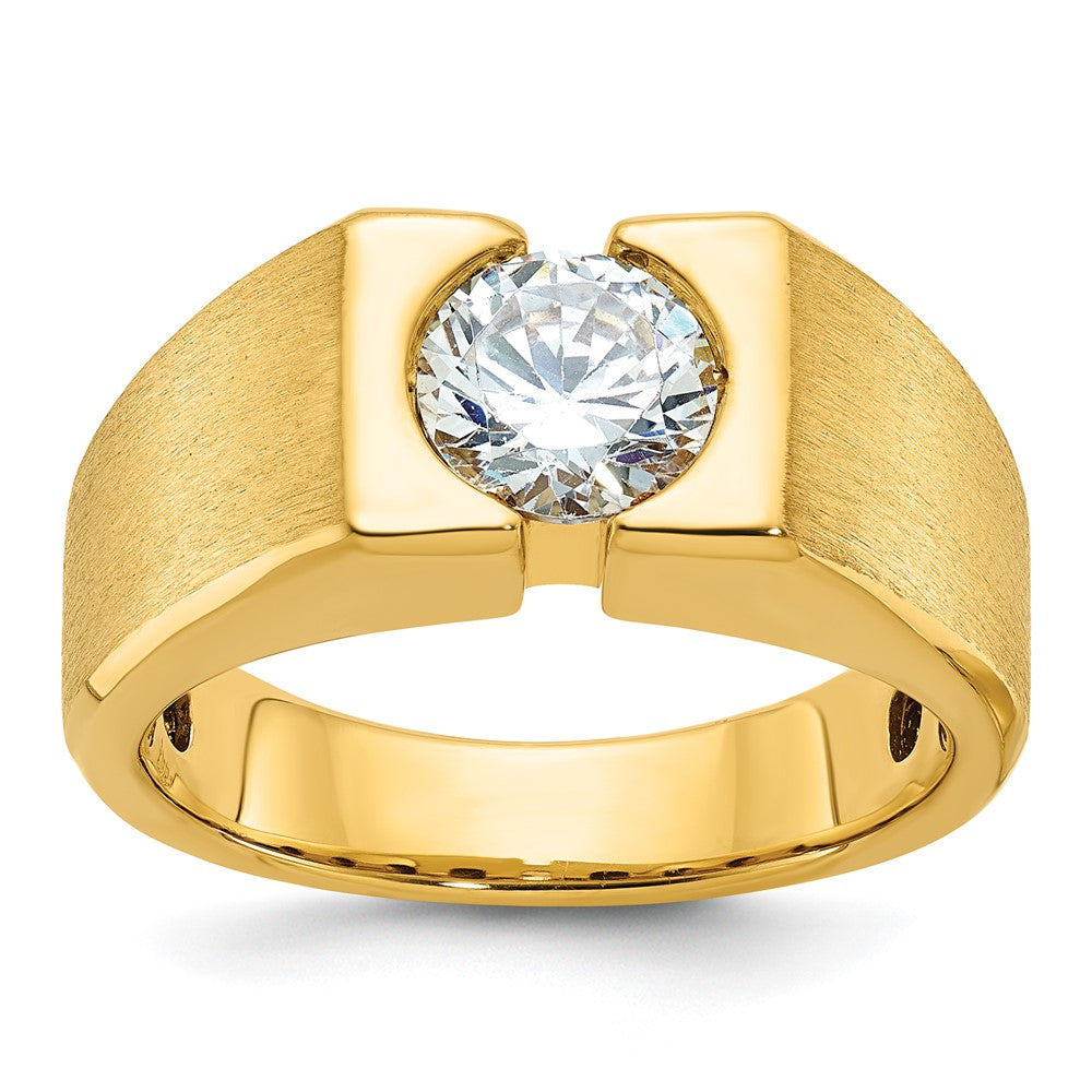 14K Gelbgold Herrenring mit 1 ct. im Labor gezüchtetem Diamant VS/SI+ G+, poliert und satiniert
