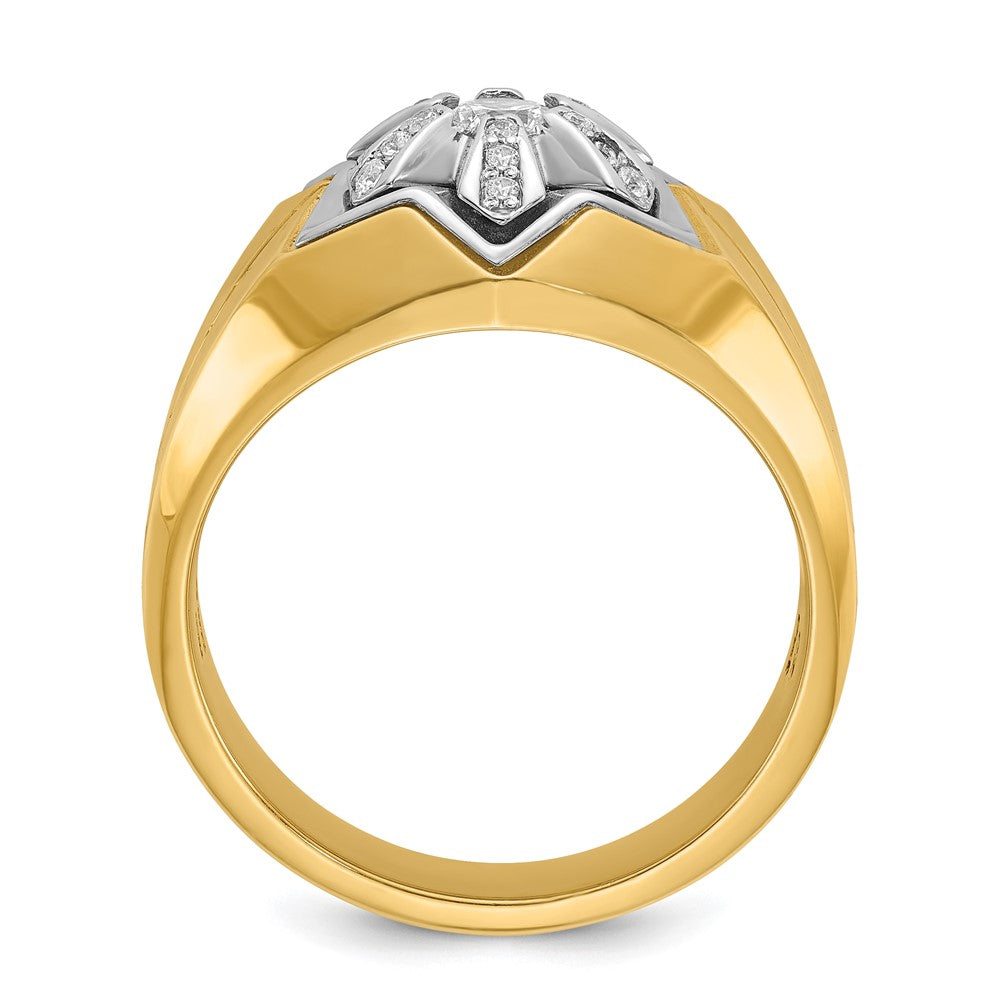 14K Bicolor-Gold Herren-Ring mit 0,375 Karat Diamanten, komplett besetzt