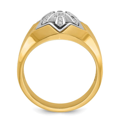 14K Bicolor-Gold Herren-Ring mit 0,375 Karat Diamanten, komplett besetzt
