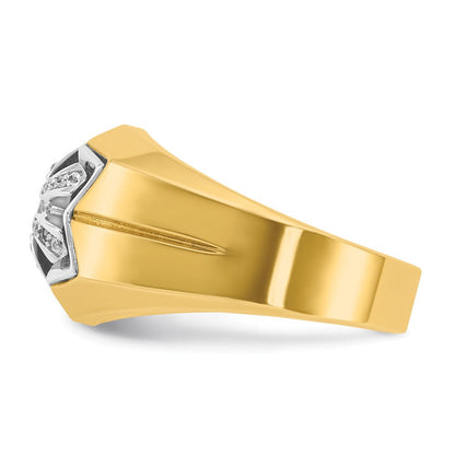 14K Bicolor-Gold Herren-Ring mit 0,375 Karat Diamanten, komplett besetzt