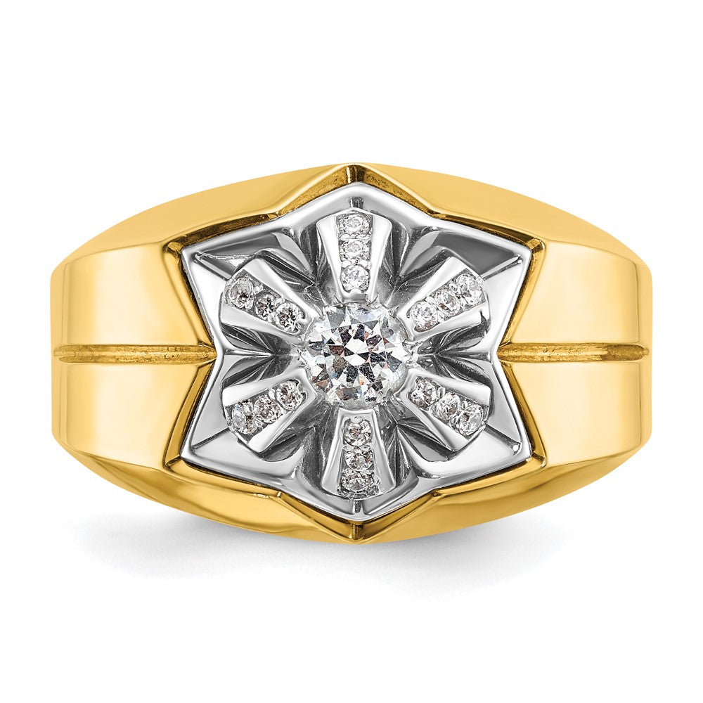 14K Bicolor-Gold Herren-Ring mit 0,375 Karat Diamanten, komplett besetzt