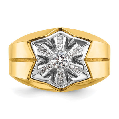 14K Bicolor-Gold Herren-Ring mit 0,375 Karat Diamanten, komplett besetzt