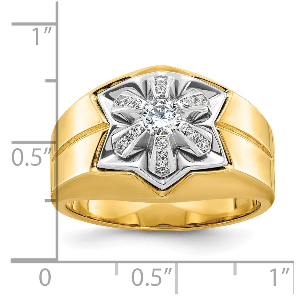 14K Bicolor-Gold Herren-Ring mit 0,375 Karat Diamanten, komplett besetzt