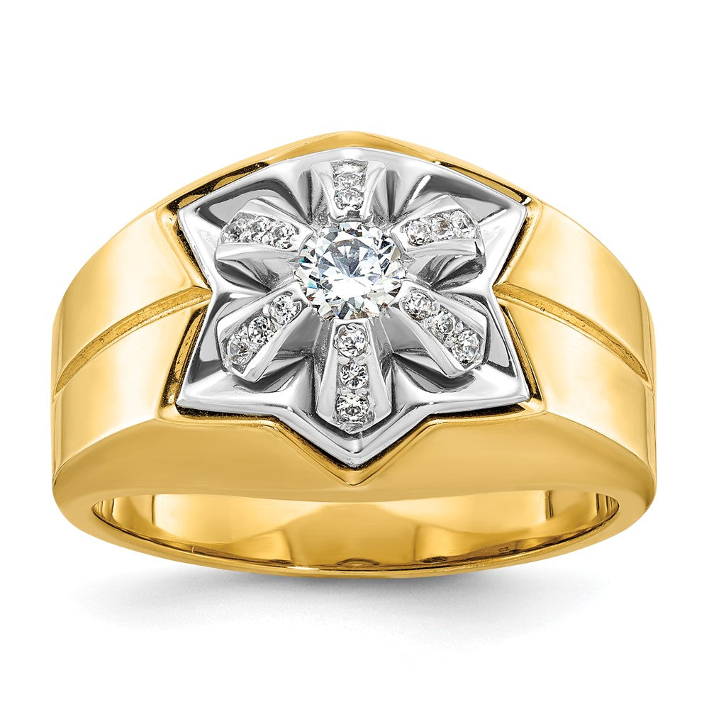 14K Bicolor-Gold Herren-Ring mit 0,375 Karat Diamanten, komplett besetzt