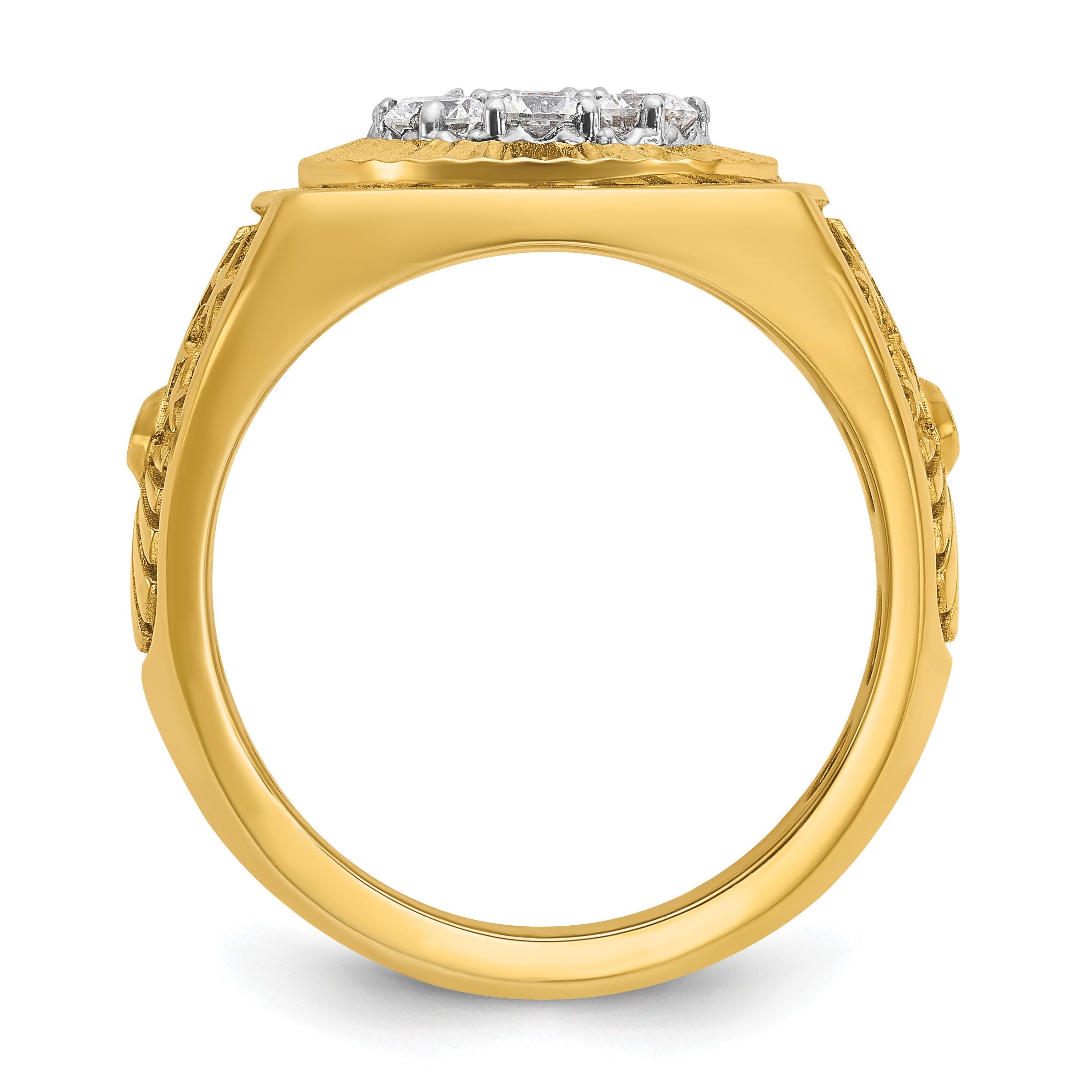 14K Bicolor-Gold Herren-Ring mit Emaille und 1K Diamant, komplett