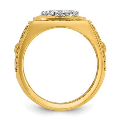 14K Bicolor-Gold Herren-Ring mit Emaille und 1K Diamant, komplett