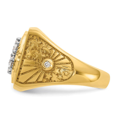 14K Bicolor-Gold Herren-Ring mit Emaille und 1K Diamant, komplett