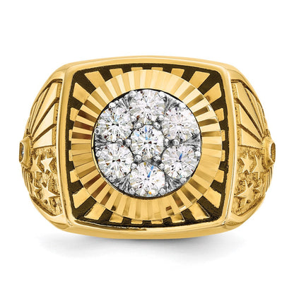 14K Bicolor-Gold Herren-Ring mit Emaille und 1K Diamant, komplett