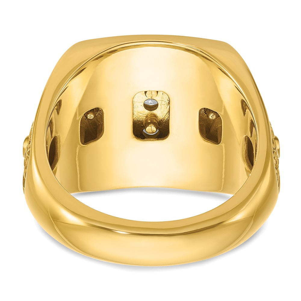 14K Bicolor-Gold Herren-Ring mit Emaille und 1K Diamant, komplett