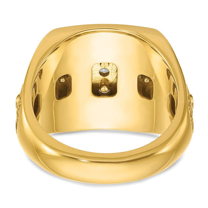 14K Bicolor-Gold Herren-Ring mit Emaille und 1K Diamant, komplett