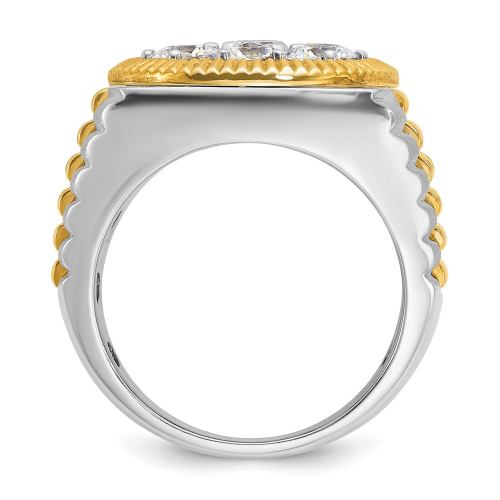 14K Bicolor 3 ct. Laborgezüchteter Diamant VS/SI+ G+ Gerippter Herren-Cluster-Ring
