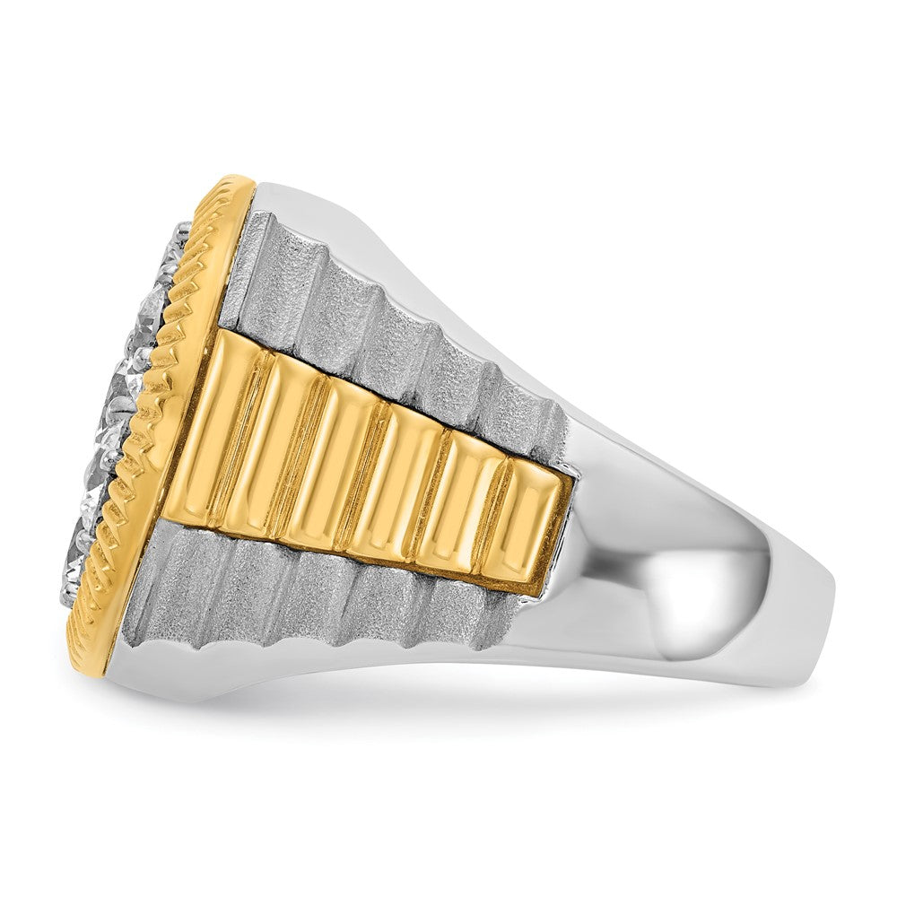14K Bicolor 3 ct. Laborgezüchteter Diamant VS/SI+ G+ Gerippter Herren-Cluster-Ring