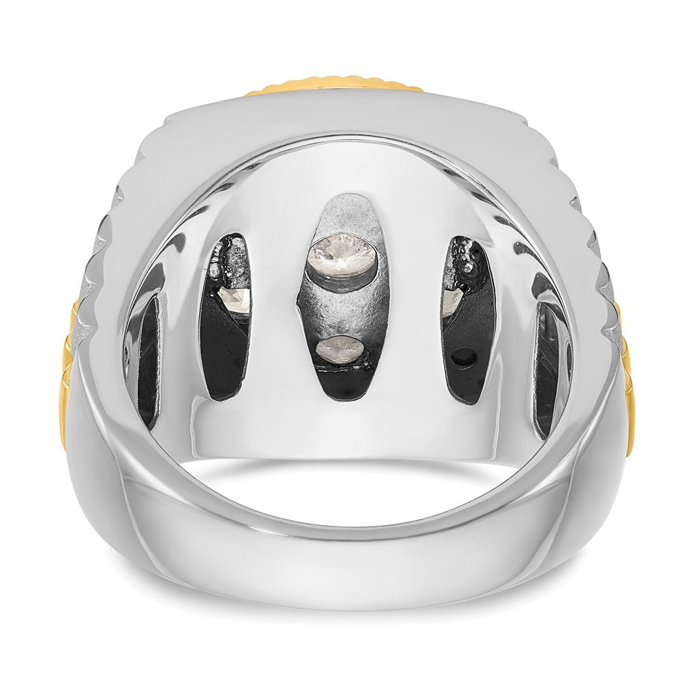 14K Bicolor 3 ct. Laborgezüchteter Diamant VS/SI+ G+ Gerippter Herren-Cluster-Ring