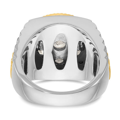 14K Bicolor 3 ct. Laborgezüchteter Diamant VS/SI+ G+ Gerippter Herren-Cluster-Ring