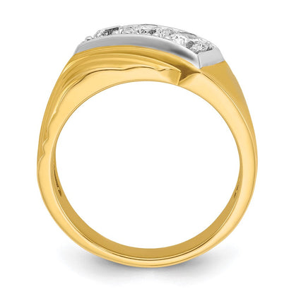 14K Gelbgold und Rhodiumgold mit Weißrhodium – Herren-Ring mit 1K Diamant, komplett besetzt