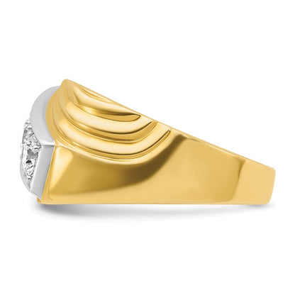 14K Gelbgold und Rhodiumgold mit Weißrhodium – Herren-Ring mit 1K Diamant, komplett besetzt