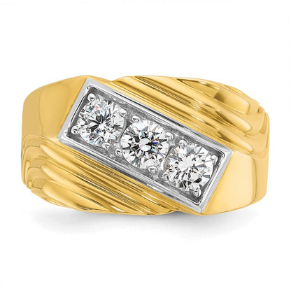 14K Gelbgold und Rhodiumgold mit Weißrhodium – Herren-Ring mit 1K Diamant, komplett besetzt