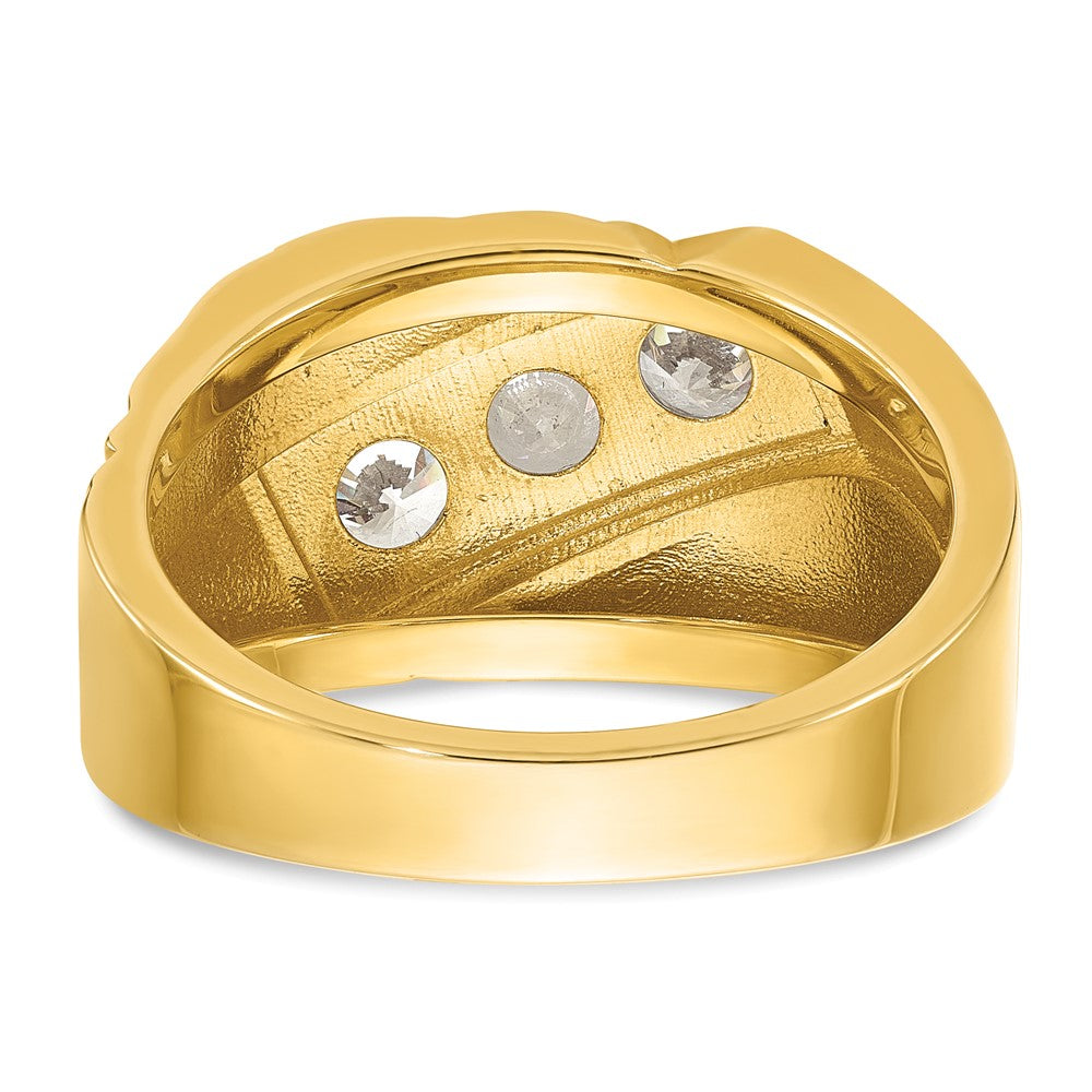 14K Gelbgold und Rhodiumgold mit Weißrhodium – Herren-Ring mit 1K Diamant, komplett besetzt