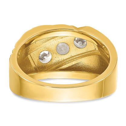 14K Gelbgold und Rhodiumgold mit Weißrhodium – Herren-Ring mit 1K Diamant, komplett besetzt