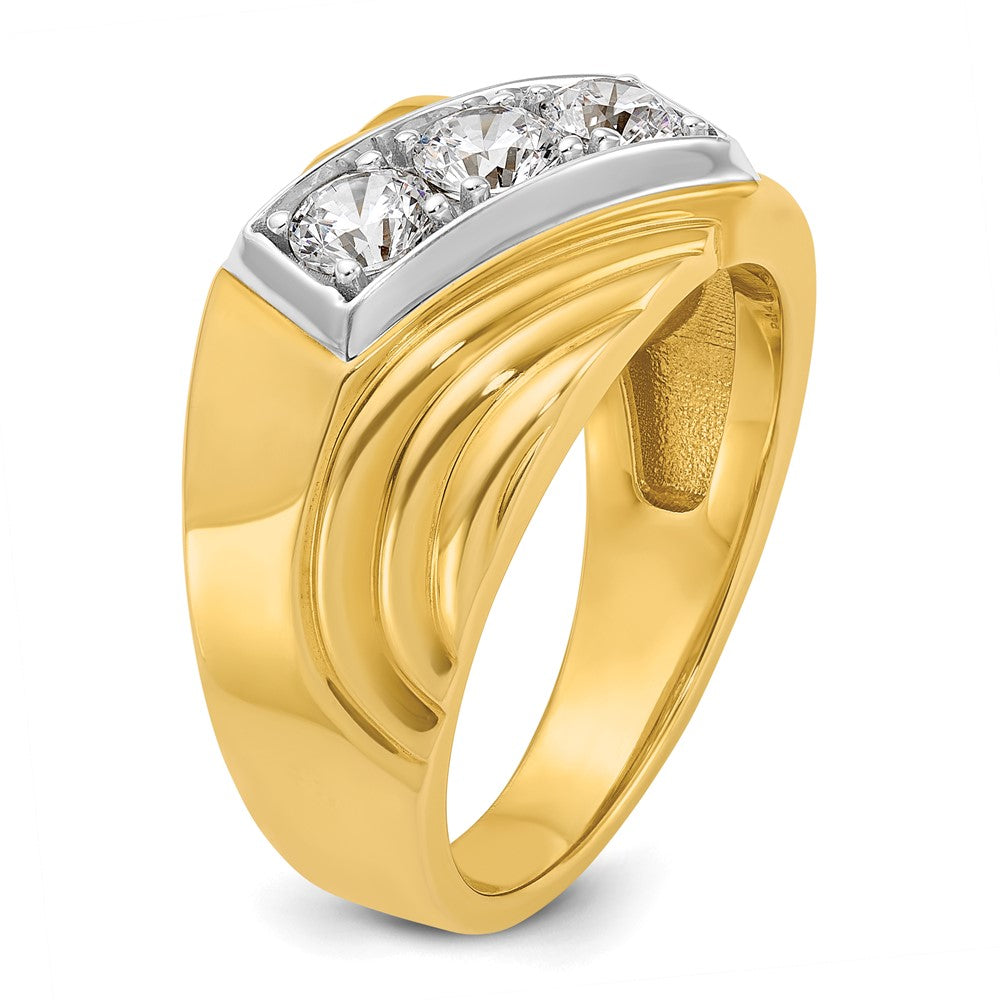 14K Gelbgold und Rhodiumgold mit Weißrhodium – Herren-Ring mit 1K Diamant, komplett besetzt