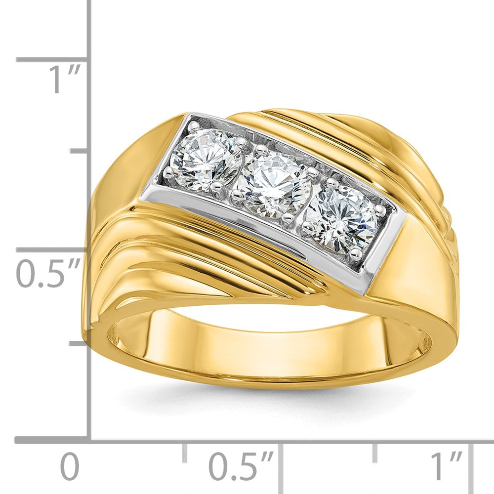 14K Gelbgold und Rhodiumgold mit Weißrhodium – Herren-Ring mit 1K Diamant, komplett besetzt