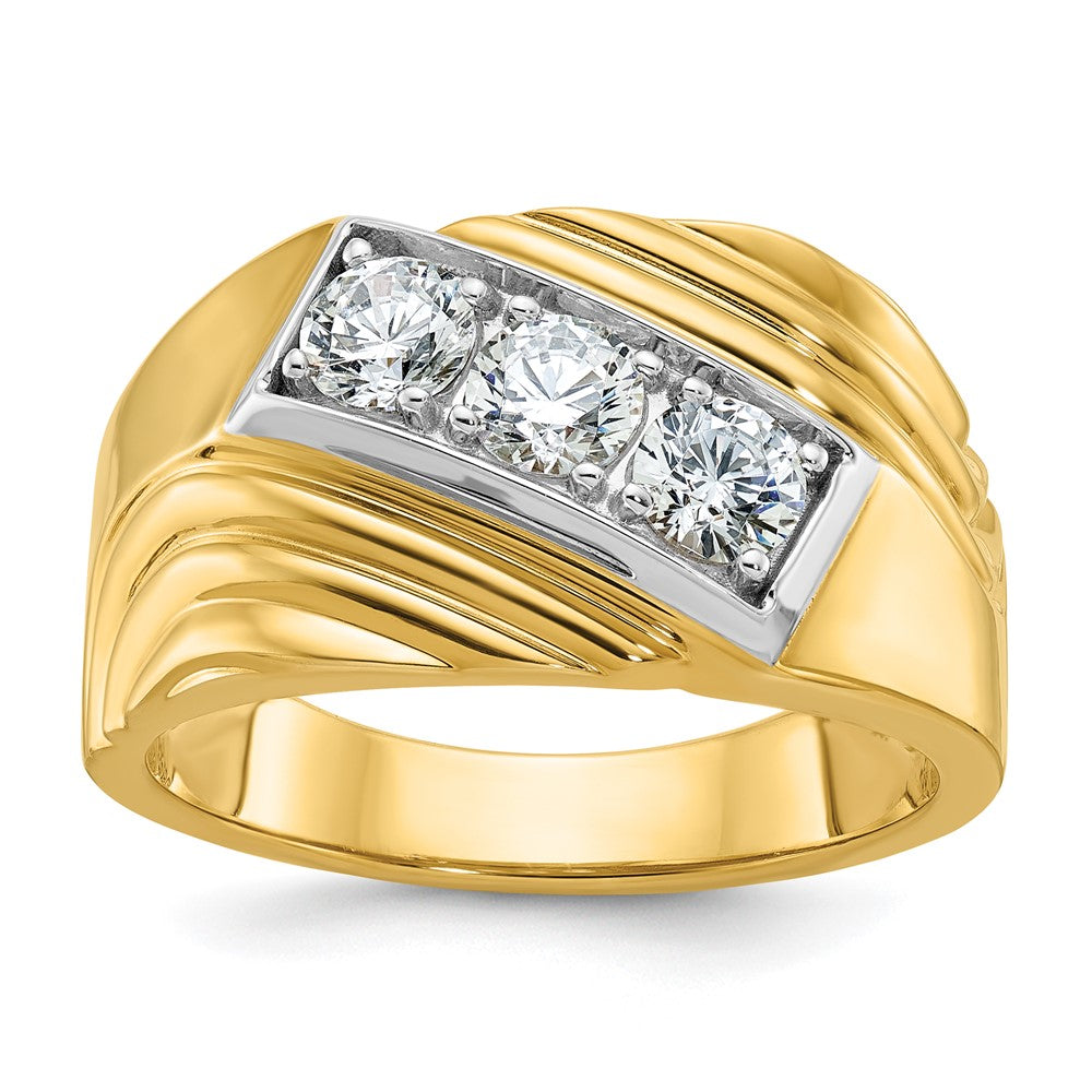14K Gelbgold und Rhodiumgold mit Weißrhodium – Herren-Ring mit 1K Diamant, komplett besetzt