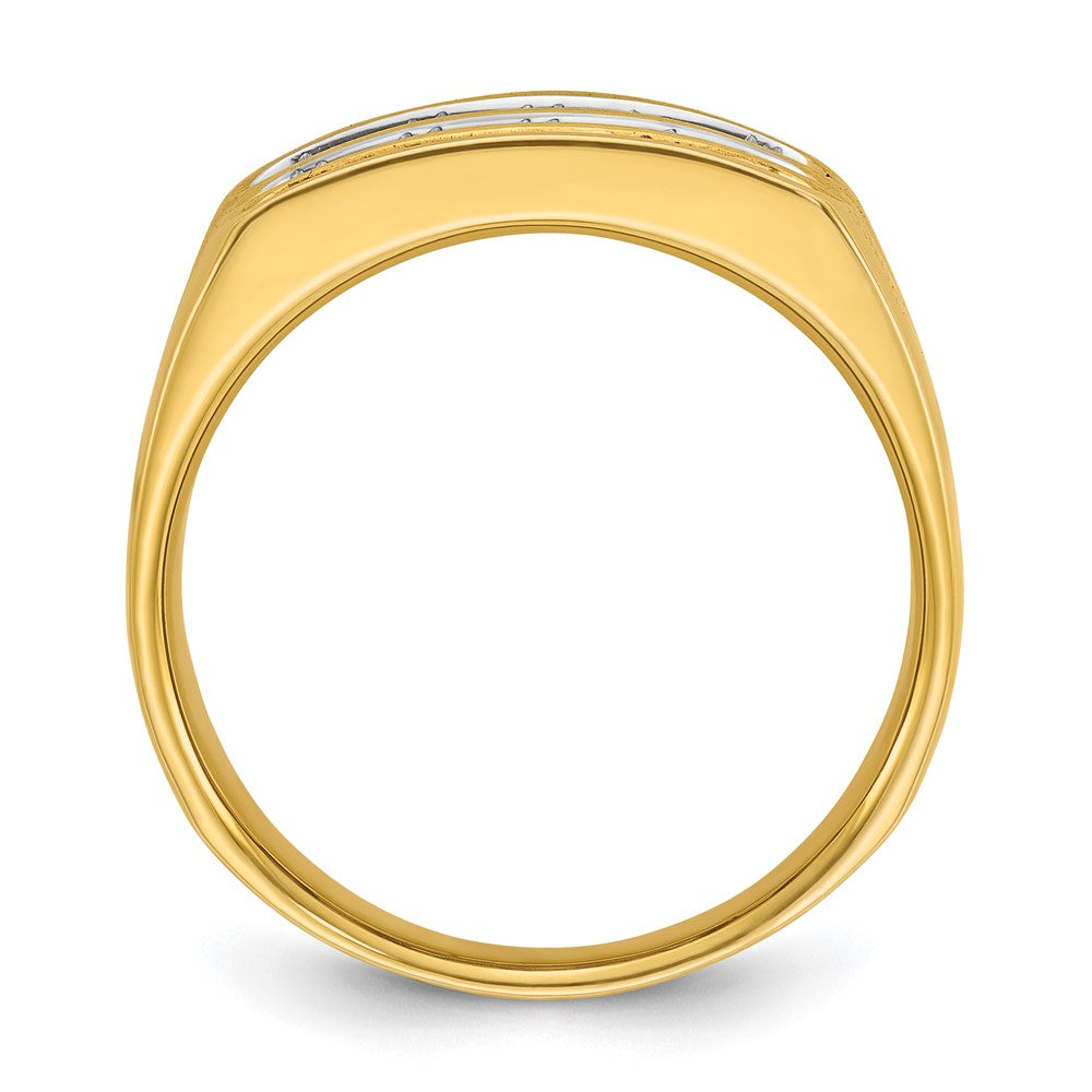14K Gelbgold Herren-Komplettring mit dreireihigen Diamanten, 1,5K