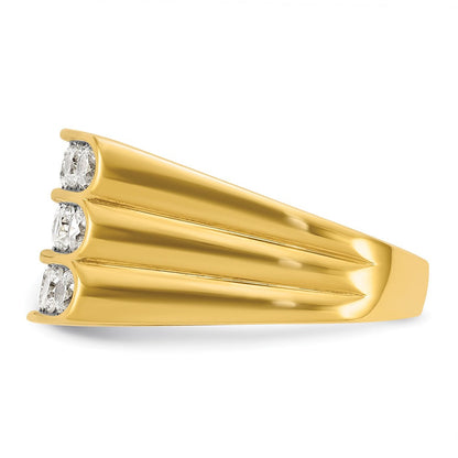 14K Gelbgold Herren-Komplettring mit dreireihigen Diamanten, 1,5K