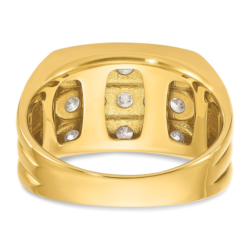 14K Gelbgold Herren-Komplettring mit dreireihigen Diamanten, 1,5K
