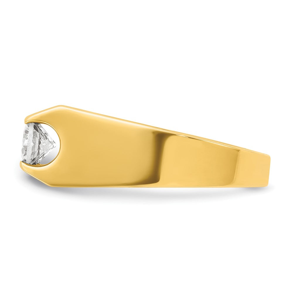 14K Gelbgold Herren-Ring mit 1K Diamant, komplett gefasst