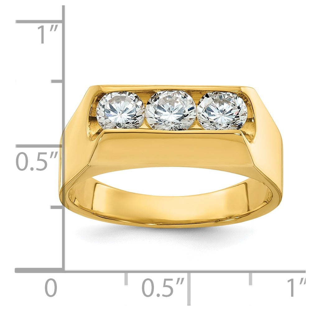 14K Gelbgold Herren-Ring mit 1K Diamant, komplett gefasst