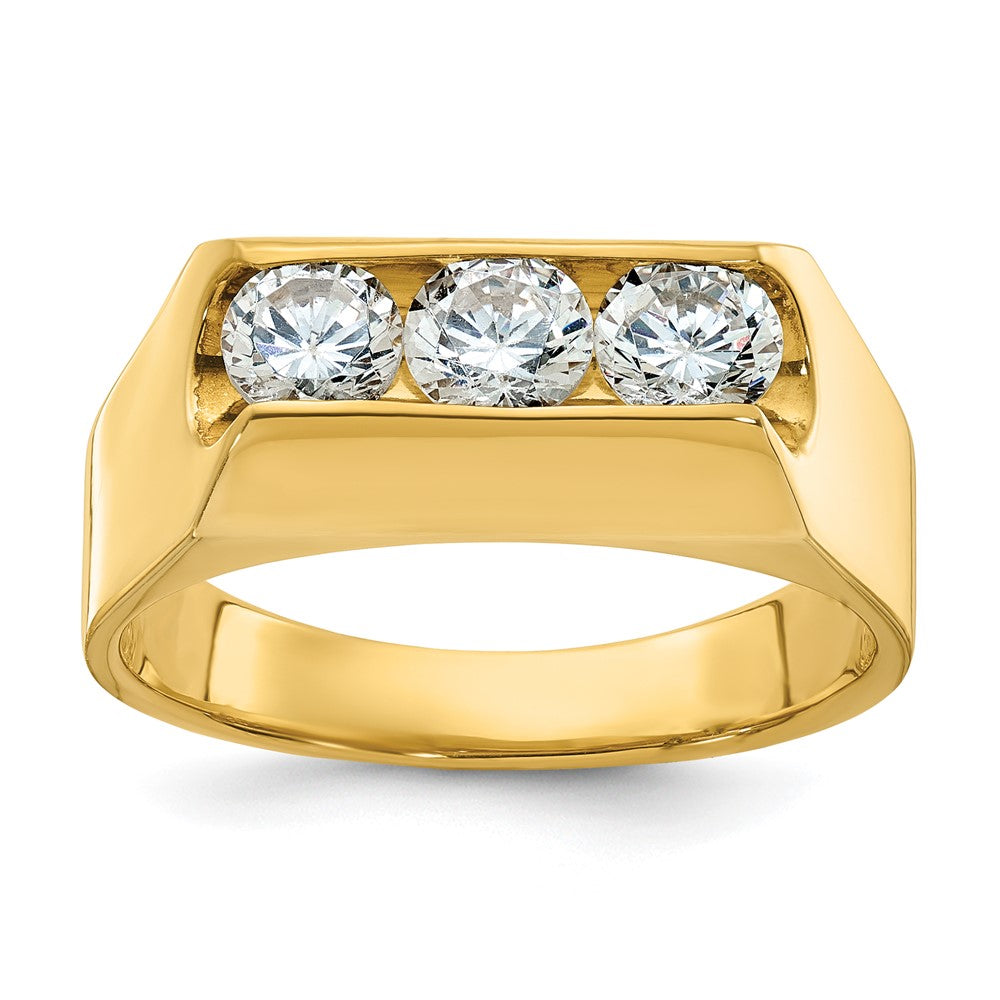 14K Gelbgold Herren-Ring mit 1K Diamant, komplett gefasst