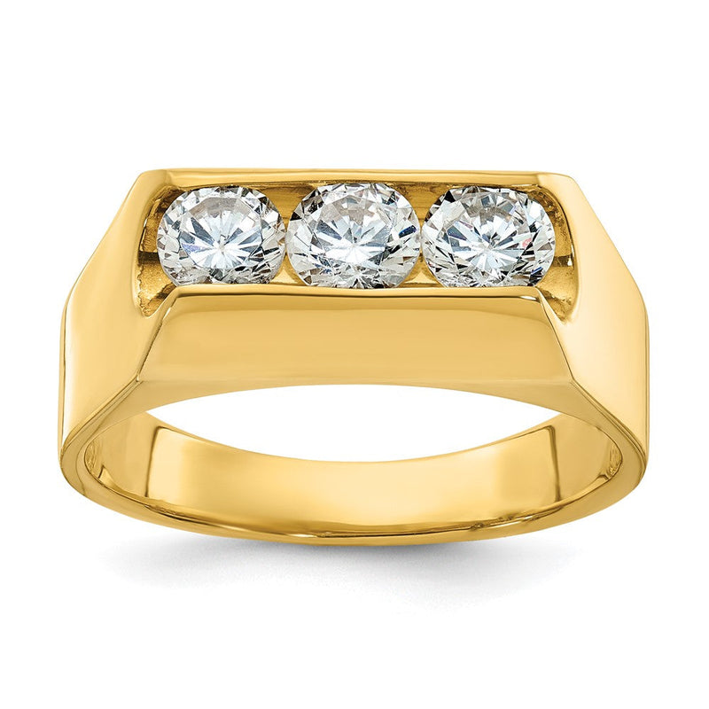 14K Gelbgold Herren-Ring mit 1K Diamant, komplett gefasst