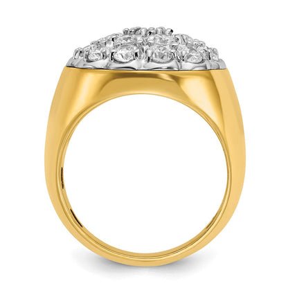14K Bicolor Gold Herren-Diamant-Cluster-Ring mit 3,25 ct
