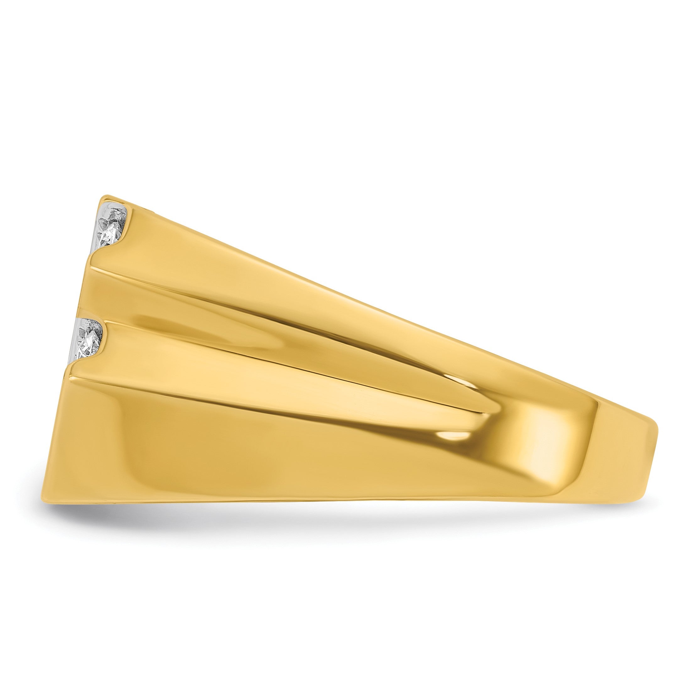 14K Gelbgold Herrenring mit 0,75 ct. laborgezüchteten Diamanten, VS/SI+ G+, komplett poliert und geriffelt