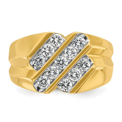 14K Gelbgold Herrenring mit 0,75 ct. laborgezüchteten Diamanten, VS/SI+ G+, komplett poliert und geriffelt