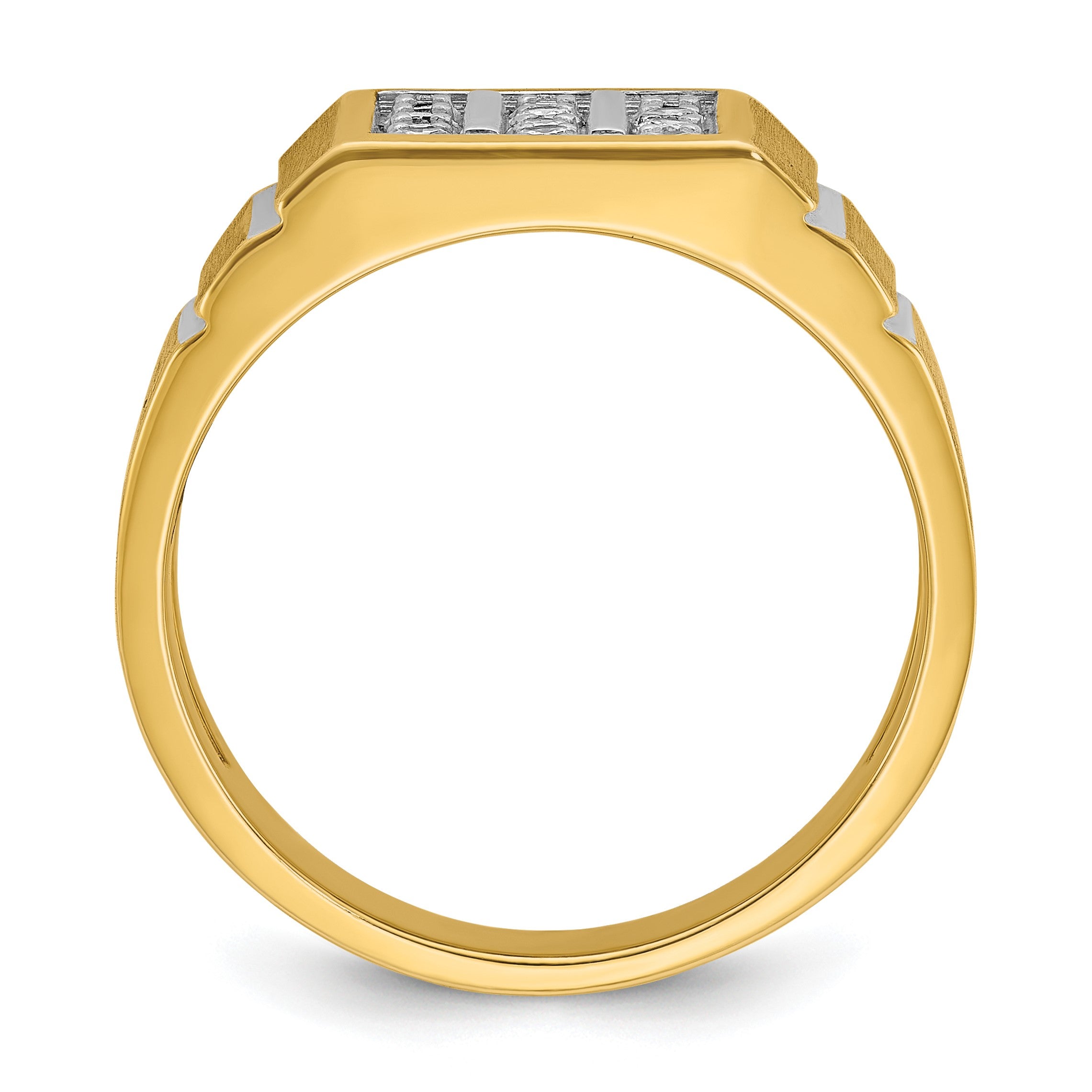 14K Gelb- und Rhodiumgold mit Weißrhodium Herren-Satin 0,33 ct. Diamant Komplettring